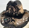 2 Toned Black/Brown Cowboy Hat Black Lace & Crystal Band