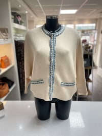 Image 2 of  DENIM TRIM RIB BUTTON CARDI