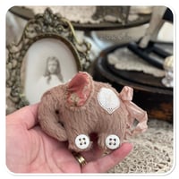Image 10 of Handmade victorian plum flat elephant with "button wheels"