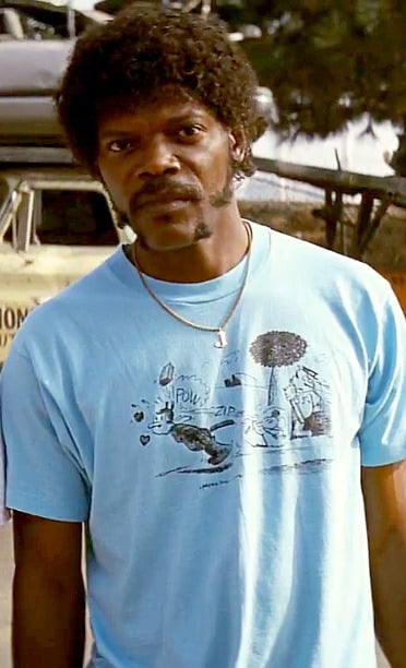 Image of Krazy Kat Blue Samuel L. Jackson Pulp Fiction T-Shirt