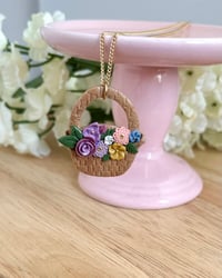 Image 2 of Flower Basket Pendant Necklace