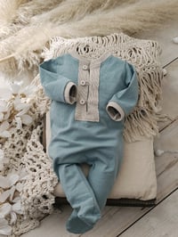 Image 2 of Newborn boys romper Alex | dusty blue