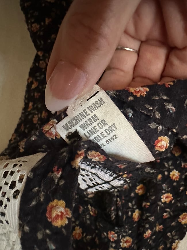 70s black calico lace up camisole blouse 