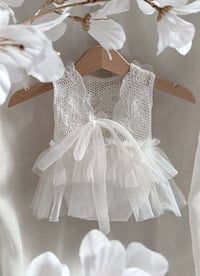 Image 3 of Newborn girls body-dress for photoshoots | Vera | off white