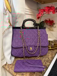 Image 2 of Lux purple handbag and matching wallet set 