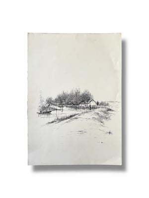 Image of VINTAGE DUTCH DRAWING: LANDSCAPE #4