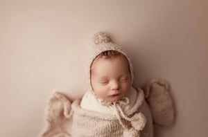 Image of Blush Sweater Bonnet With Removable Pom 