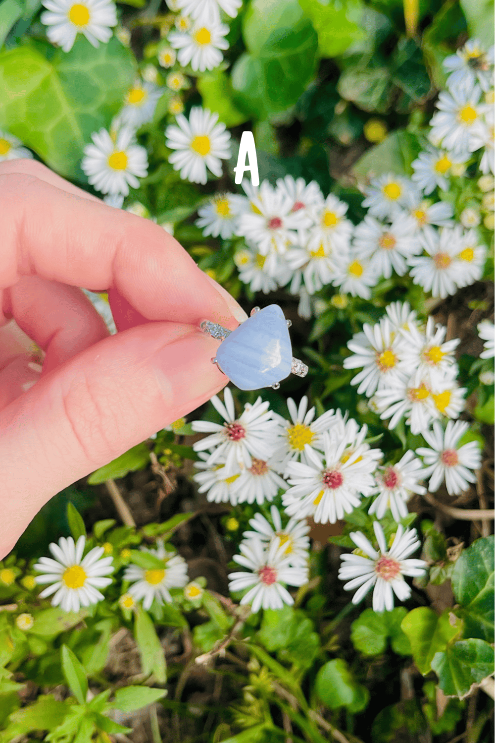 Image of Blue lace Agate Silver Adjustable Rings