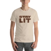 Image 1 of STAY LIT BROWN/CREAM Short-Sleeve Unisex T-Shirt