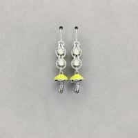 Image 2 of Glow-in-the-Dark Neon Green Mushroom Earrings