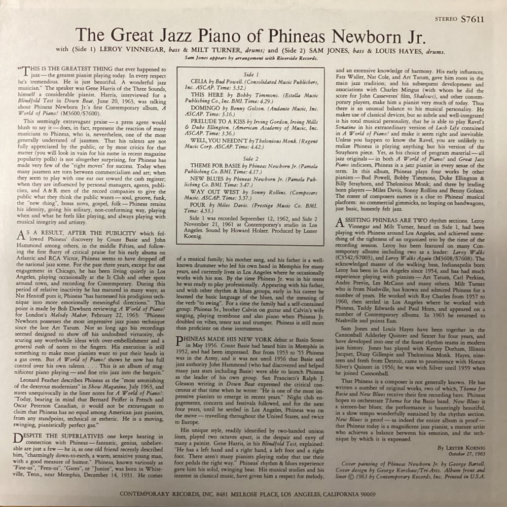 Phineas Newborn Jr.- The Great Jazz Piano Of Phineas Newborn Jr.