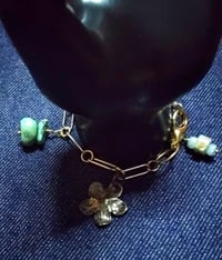 Image 1 of Gold and silver plated charm bracelet (crystals,turquoise howlite & amazonite)