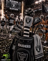 Image 2 of Raiders custom Golf Club Cover hand knit gift Las Vegas NFL Knitted driver