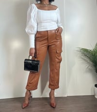 Image 1 of FASHION NOVA cognac brown vegan leather pants