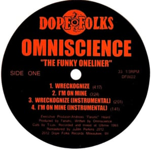 Image of OMNISCIENCE "THE FUNKY ONE LINER" EP ***SOLD OUT***