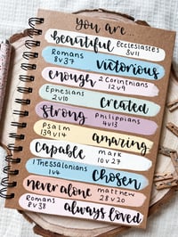 Image 1 of You are... Personalised Scripture Verse Handpainted notebook 