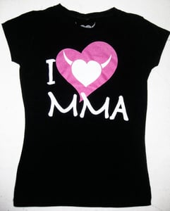 Image of I Love MMA - Ladies Stretch Crewneck T-Shirt w/Pink Logo
