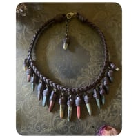 Image 2 of The Empress Necklace - Mixed Jaspers and Dark Brown Leather