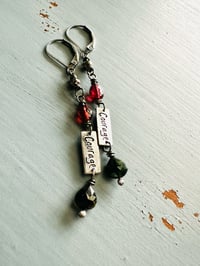 Image 8 of garnet and tourmaline courage charm earrings