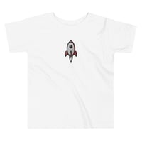 Image 1 of Autism Awareness T-Shirt for Kids - Embroidered White Shirt - Rocket Design