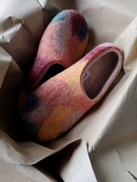 Image 1 of BLOOD ORANGE FUN felted wool slippers/ in stock