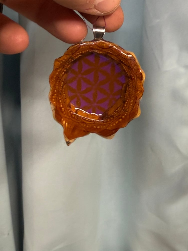 Image of Purple Flower of Life Pinecone Charm | Handmade PNW Resin Jewelry | #99
