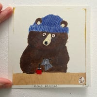Image 4 of Small square art print -Blue Beanie Bear 