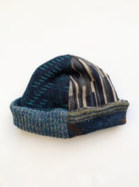 Image 3 of Upcycled Reversible Beanie Navy Blue x South Western 
