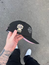 Image 4 of PINK BRIM BLACK TRI TONE NY METS CUSTOM FITTED CAP