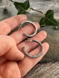 Image 3 of Textured Open Hoop stud earrings