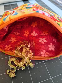 Image 2 of Asian Crane with Folding Fans Zippered Pouch 