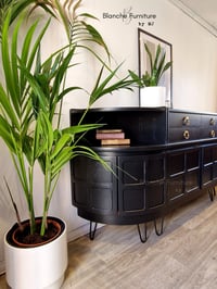 Image 3 of Curved sideboard in Black with Walnut Drawers by Nathan