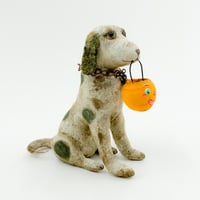 Image 1 of Large Antique Inspired Spotted Trick or Treat Dog(free-standing figure)