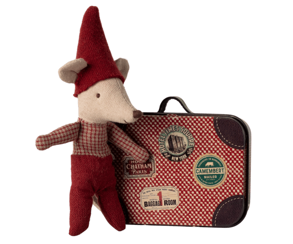 Image of Maileg Christmas Mouse Baby in Suitcase