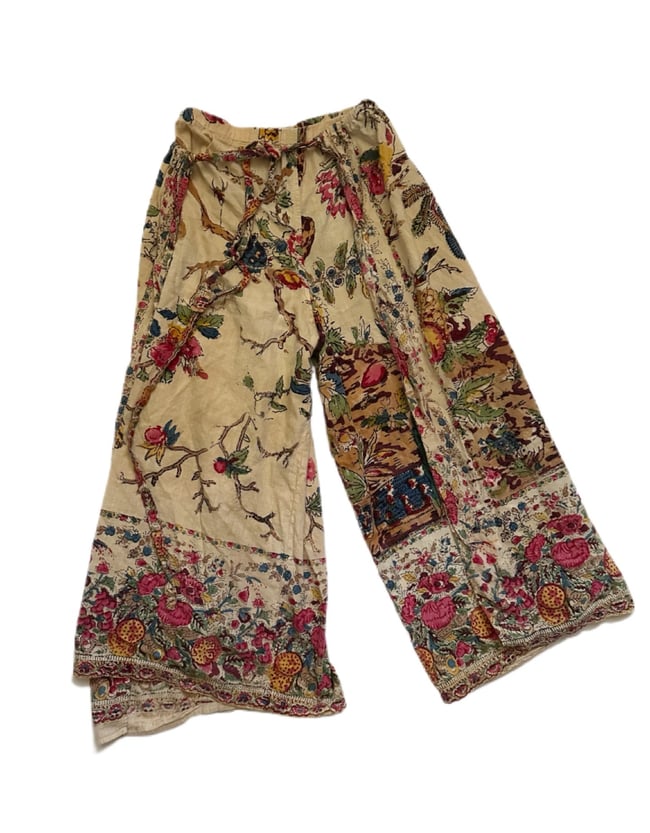 early 70s indian tapestry cotton gauze wrap around pants 