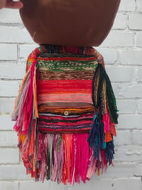 Image 3 of 3-Frill sari Bohemian Back Pack with leather strap
