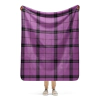 Image 2 of lilac plaid Sherpa blanket