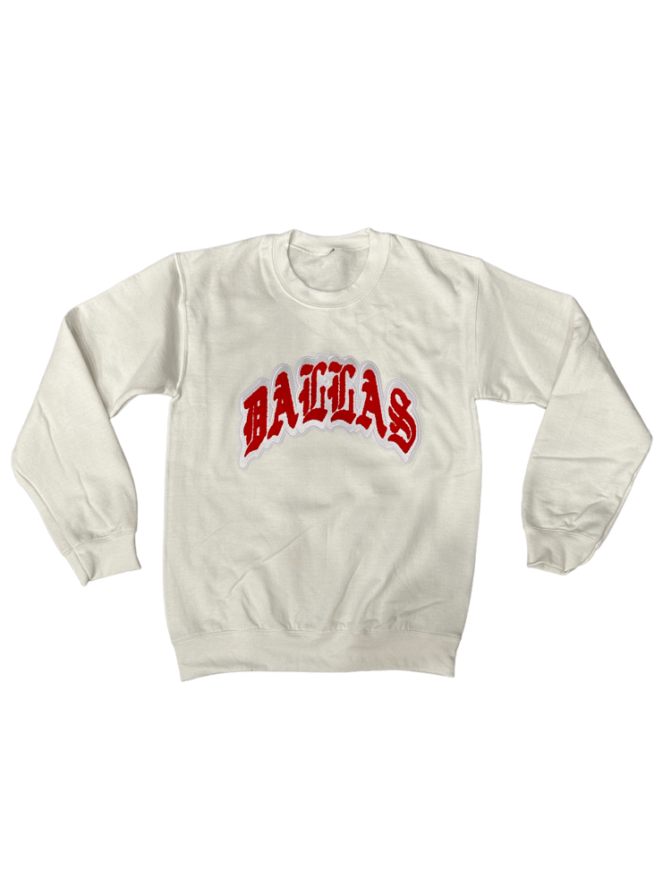 Image of DALLAS VARSITY WHT/RED CREWNECK