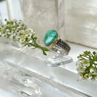 Image 1 of Emerald Valley Kingman Ring w/ 14K Gold Bezel~Size 7.5