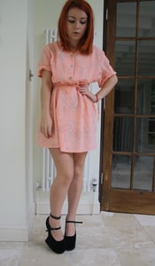 Image of Vintage Pink Paisley Button Up Dress