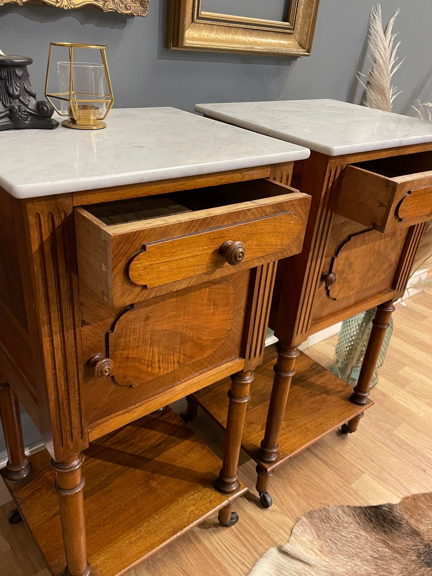 Image of Stunning french marble bedside tables