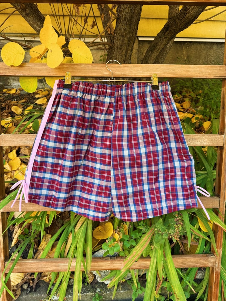 Image of High Waisted Ruffle Shorts — Heartland Plaid