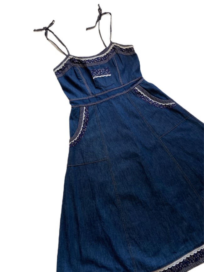 70s deadstock Gunne Sax denim prairie dress