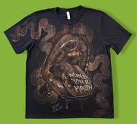 Image 1 of “MIND YOUR MOUTH” CUSTOM BLEACH PAINTED T-SHIRT XL