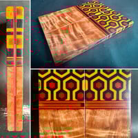Image 1 of @Kaoticartworks Resin & Orange Curly Cottonwood Segmented Knife Scales