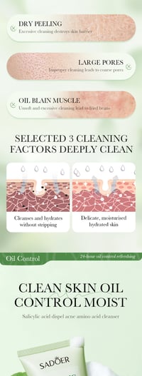 Image 7 of SADOER Salicylic Acid Facial Cleanser Face Wash Foam Face Cleanser Moisturizing Facial Cleansing Hyd