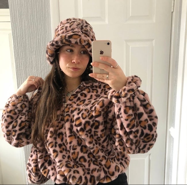 Soft faux fur leopard hat 