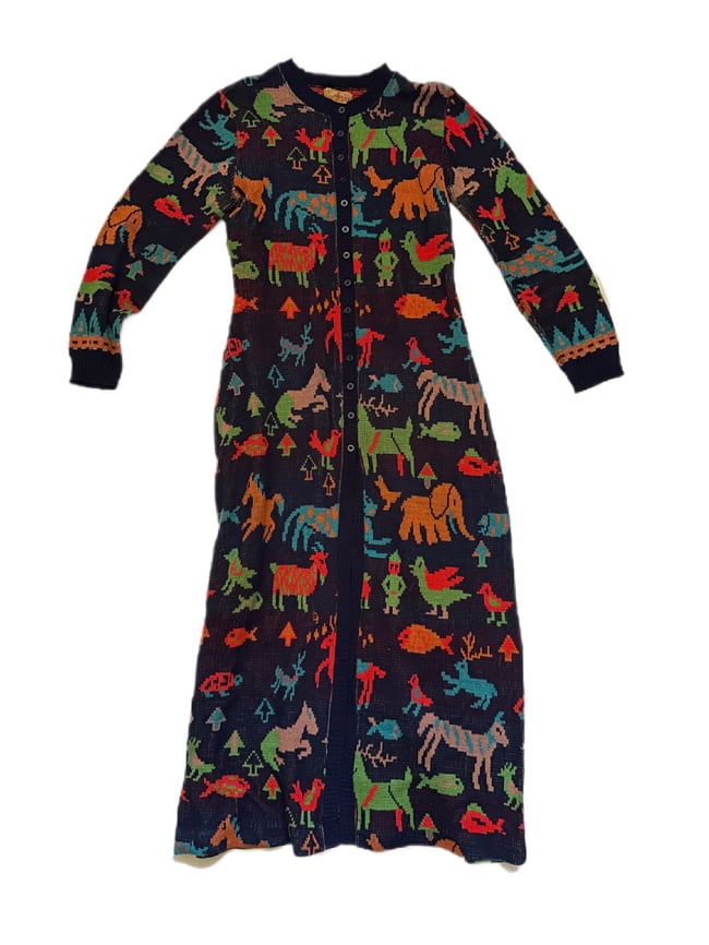 70s animal kingdom maxi cardigan zodiac