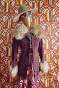 Image 4 of Vintage burgundy suede penny lane coat