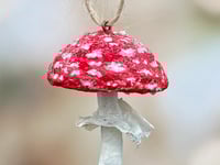 Image 3 of Spun Cotton Fairy Mushroom Ornament
